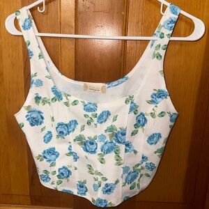NWT ALTAR’D State Floral Blue and White Crop Top